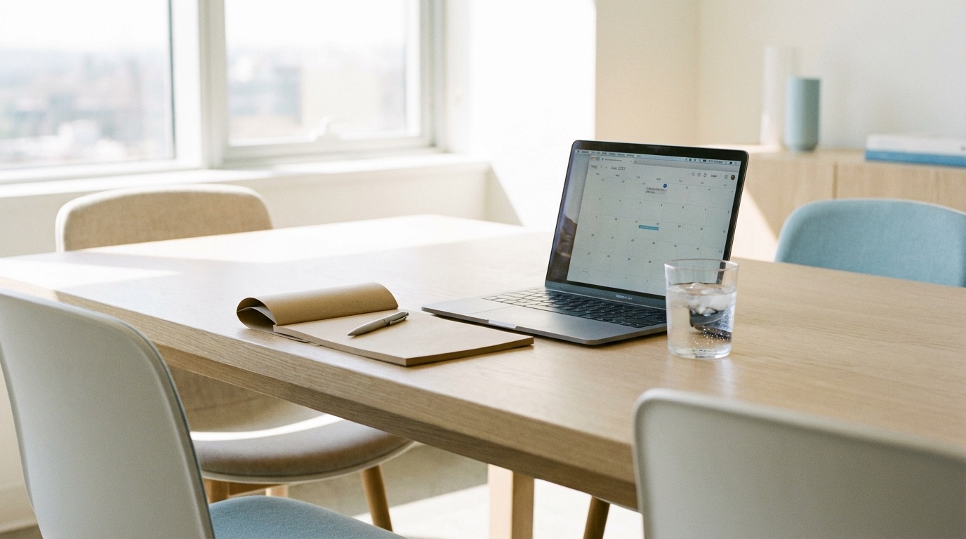 打ち合わせ後の次アクションを確認する場面